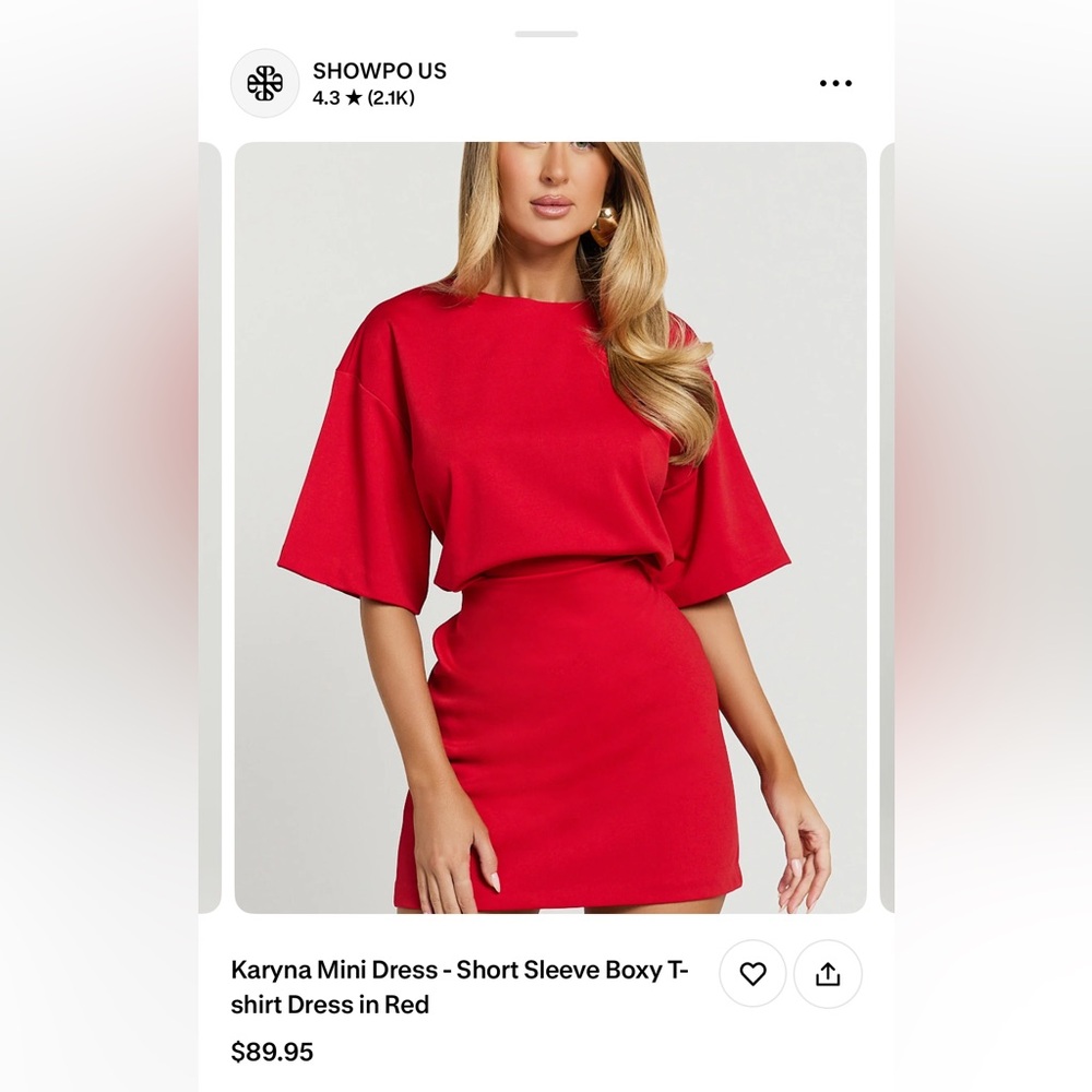 Showpo Red Mini Dress - Short Sleeve T-Shirt Style